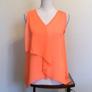 Blu Pepper Bright Orange Sleeveless Hi/Lo Top Sz S